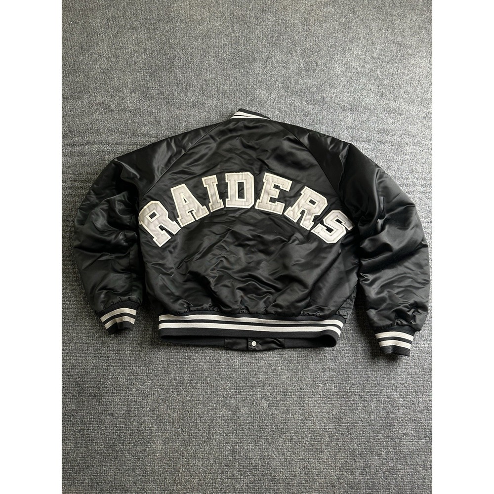 Men's 90s Chalk Line Raiders Satin Bomber Jacket Made in USA, Size L